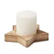 Candela con base in legno a forma di stella